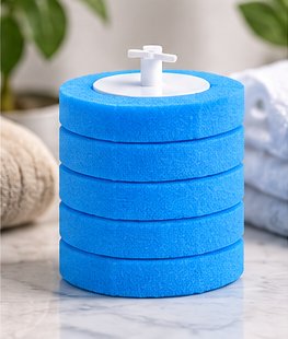 Blue disposable toilet cleaning sponge refill heads